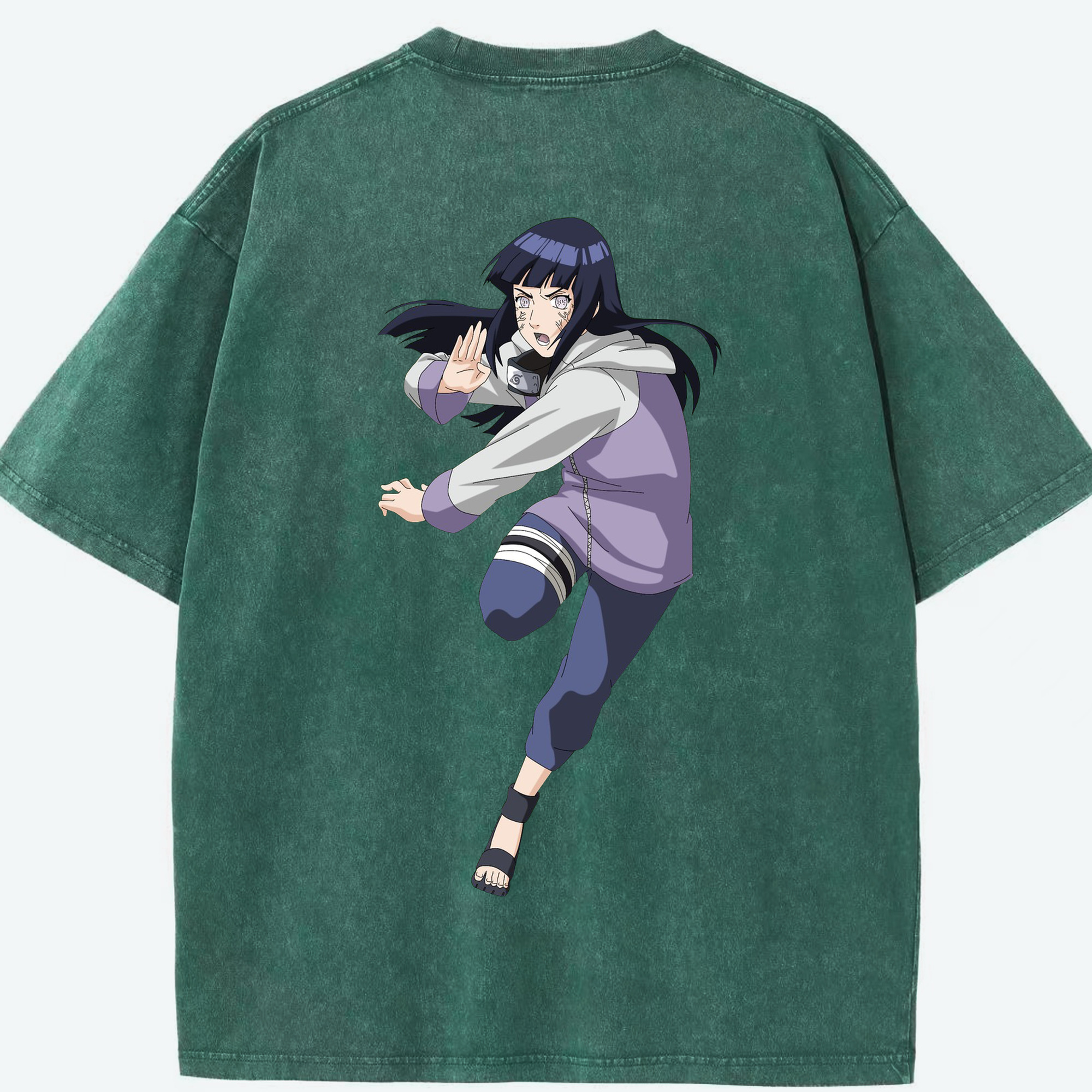 （画像用） NARUTO -ナルト- 日向ヒナタ Hyūga Hinata 綿100% ヴィンテージ風 半袖Tシャツ（背面プリント）